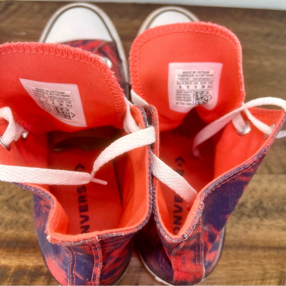 RARE Converse Chuck Taylor All Star High Top Tie Dye Blue Coral Size W8/M6 - Picture 9 of 12